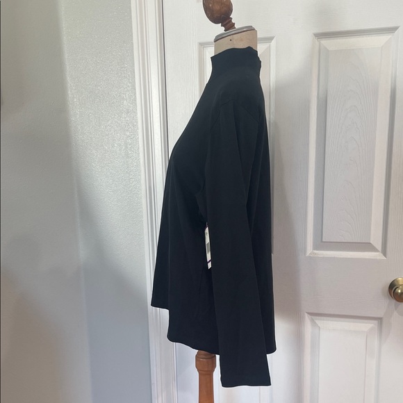 Jones New York Black long sleeve Top mock turtleneck 100% cotton Jersey size 2X - Picture 5 of 9